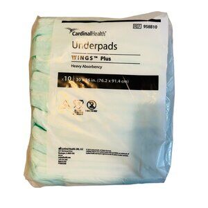Cardinal Health Disposable Underpad Wings™ Plus 30 X 36 Inch, Heavy Absorbency